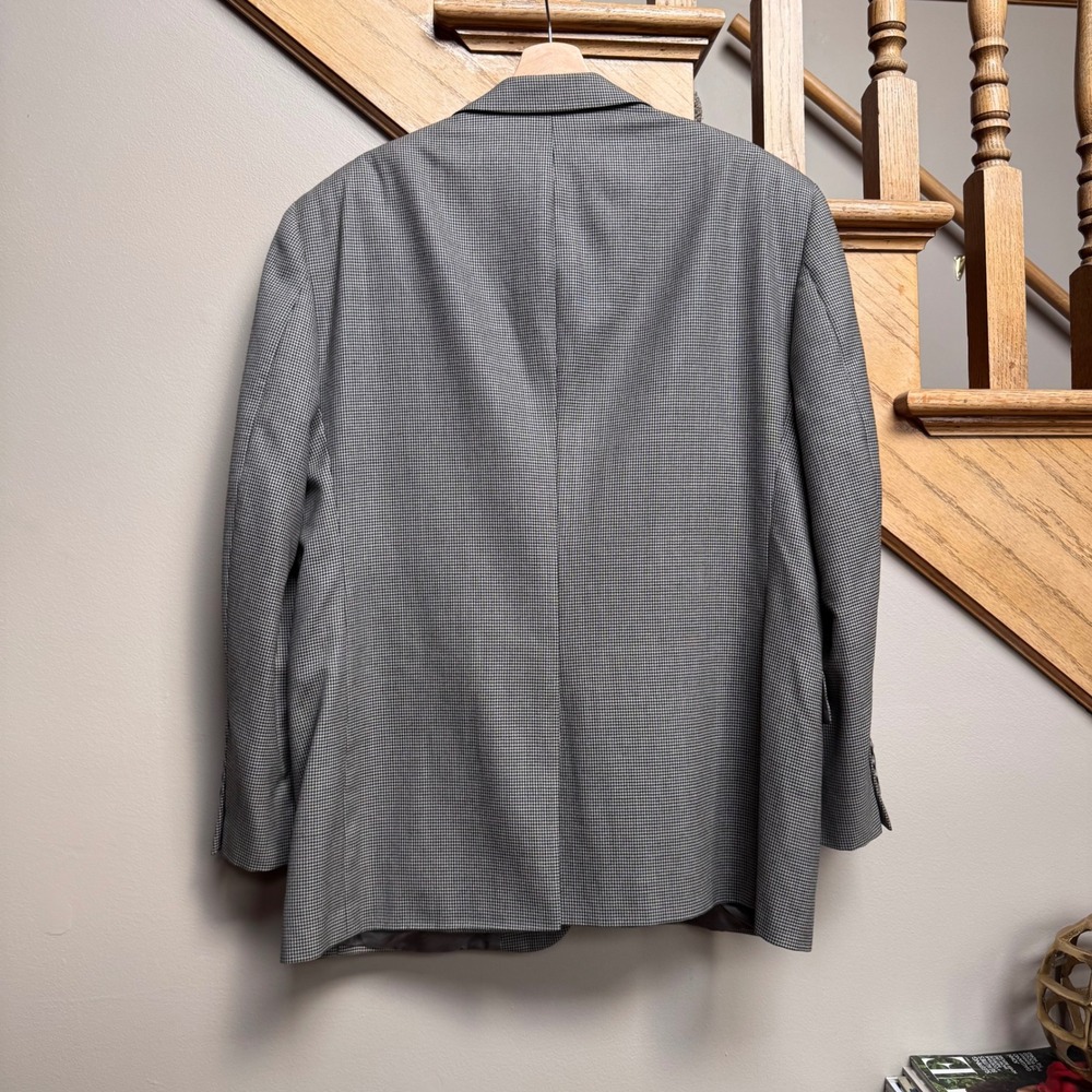 JOS A BANK Mens 46R GORDON Sport Coat Blazer 100% Wool Houndstooth‎ Gray Career - Picture 5 of 11